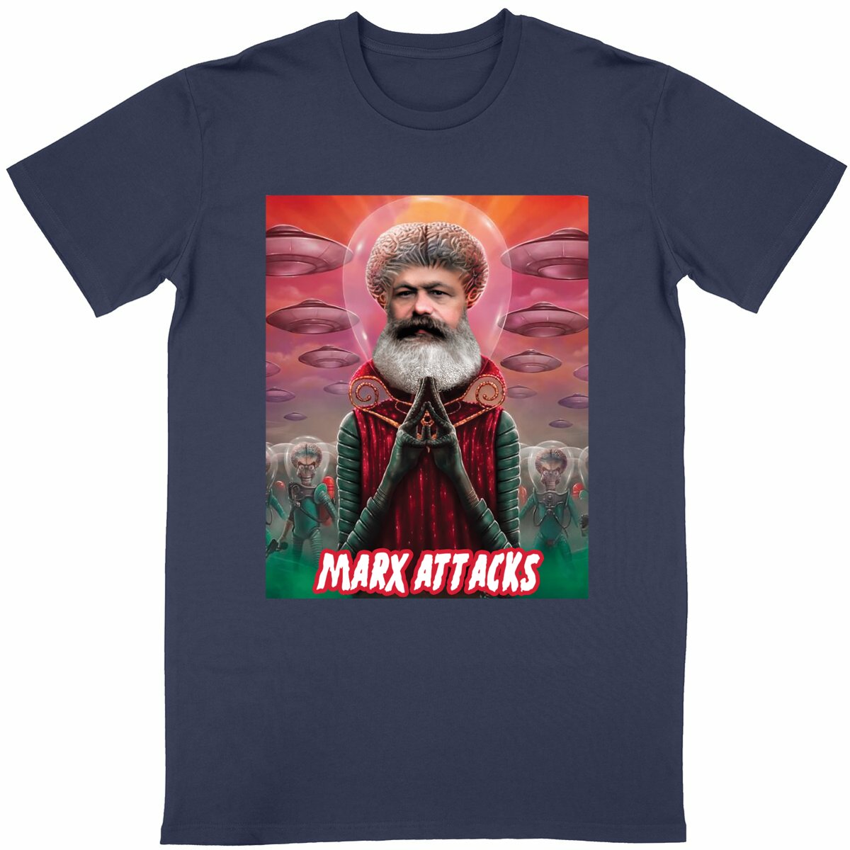 T-shirt Marx Attacks | Parodisiaque - face_bleumarine