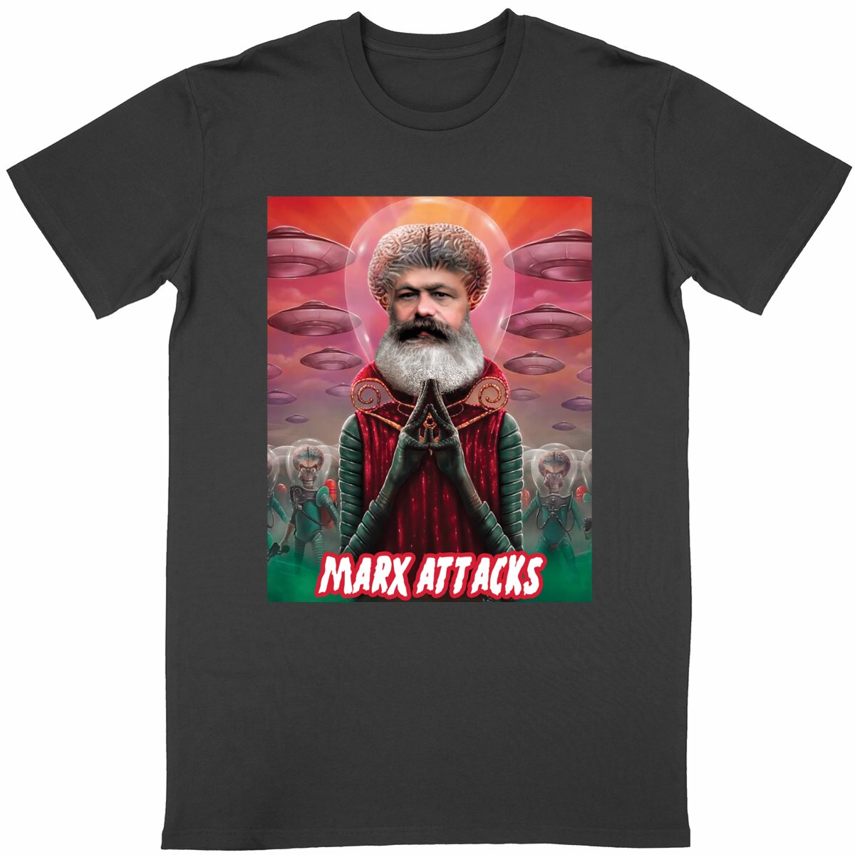 T-shirt Marx Attacks | Parodisiaque - face_noir